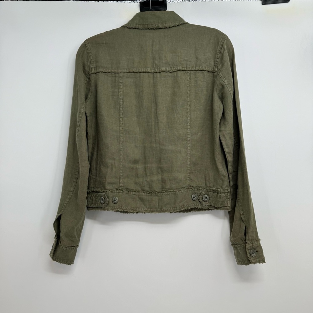 TOMMY BAHAMA Two Palms Linen Raw-Edge Jacket Sz XS Dark Fern Green - Picture 7 of 16